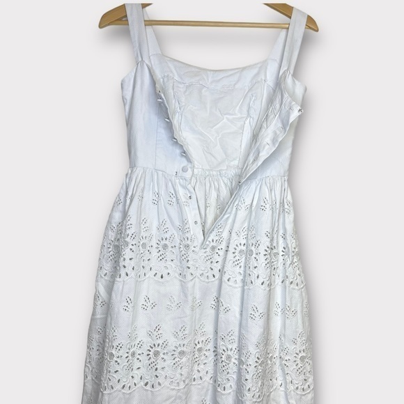 Vintage 60s Lanz White Floral Eyelet High Waisted Sheath‎ Sundress - Picture 4 of 7